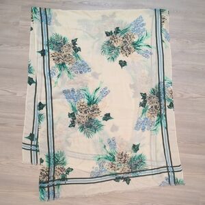 Talbots Rustic Floral Print Cream Scarf
